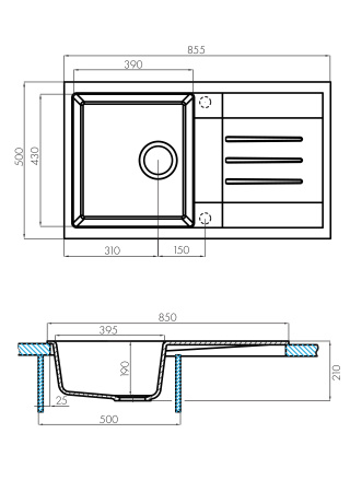 Кухонная мойка Aquaton Верона 1A710032VR250 серый шелк