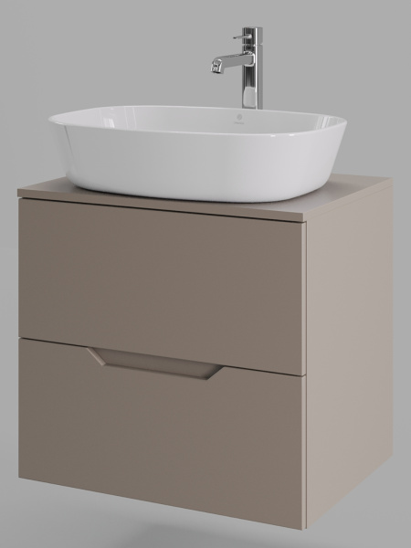 Тумба с раковиной подвесная 60 см,Orange Line Li-60TuLMDF+B08-500W  латте/белый