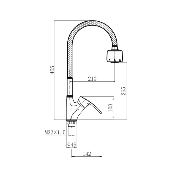 Смеситель для кухни с гибким изливом FASHUN  A4466+A7310