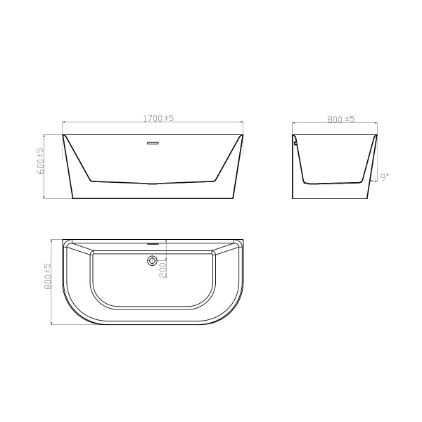 Ванна акриловая (170х80) Vincea VBT-221,