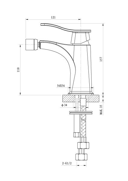 Смеситель для биде WONZON & WOGHAND NAVIA, хром WW-185001-CR