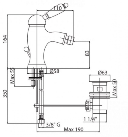 Смеситель для биде Cezares VINTAGE VINTAGE-BSM1-02-Sw
