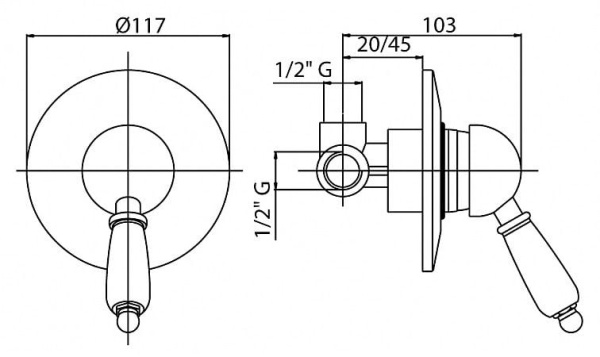 Cмеситель для душа Cezares Vintage VINTAGE-DIM-03/24-Sw