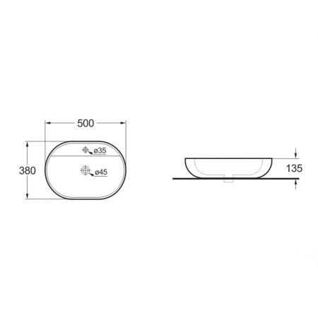Раковина накладная (50х38) Vincea VBS-121 белый