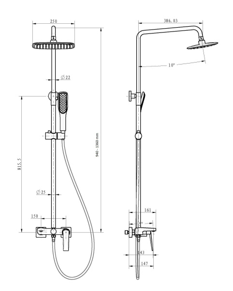 Душевая система Boheme Venturo 378-SGM Душевая система Boheme Venturo 378-SGM