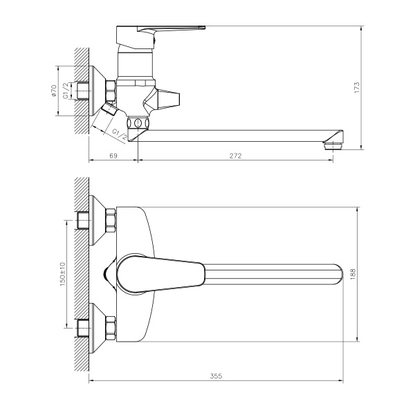 Смеситель для ванны DECOROOM DR72 DR72043