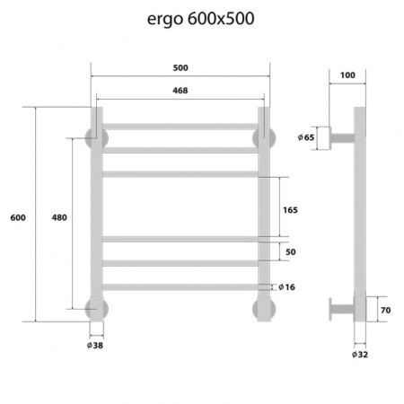 Полотенцесушитель электрический Energy ERGO  60x50 EETR0ERGO0605000000