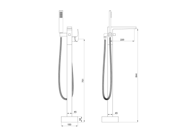 Смеситель для ванны напольного монтажа WONZON & WOGHAND FIT, темный графит WW-88649009-BGM Смеситель для ванны напольного монтажа WONZON & WOGHAND FIT, темный графит WW-88649009-BGM