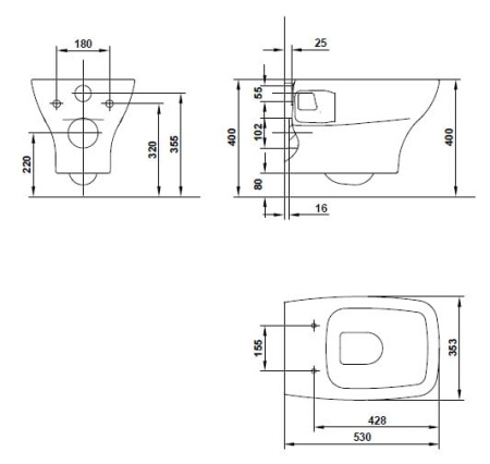 Унитаз подвесной GALA Street Square  05172 (70584)