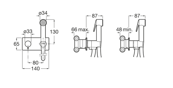 Гигиенический душ Roca Be-Fresh, со встраиваемым смесителем 5B9361C00