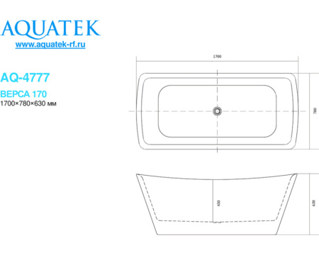 Акриловая ванна (170х78) Aquatek Верса AQ-4777