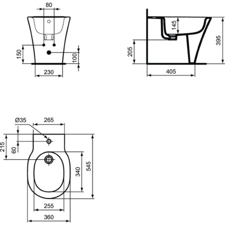 Биде напольное Ideal Standard CONNECT AIR E0180V3