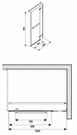 Двери распашные Kolo Next, релинг, Reflex (правые) HDSF10222R03R