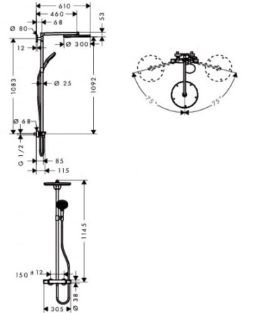 Душевая система с термостатом Hansgrohe Raindance Select S 300 1jet Showerpipe 27114000 хром