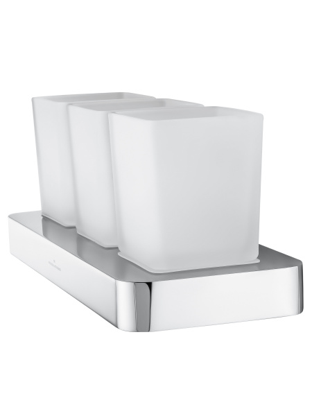 Три стакана для зубных щеток с держателем WONZON & WOGHAND LOTTE, хром WW-8338