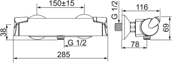 Смеситель термостатический для душа Oras Optima 7160U Смеситель термостатический для душа Oras Optima 7160U