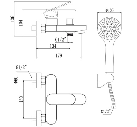 Смеситель для ванны Savol S-600303
