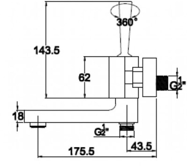 Смеситель для ванны с душем KAISER Vista (65022)