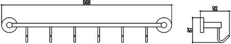 Планка с крючками 6 крючков Savol 87 S-008776