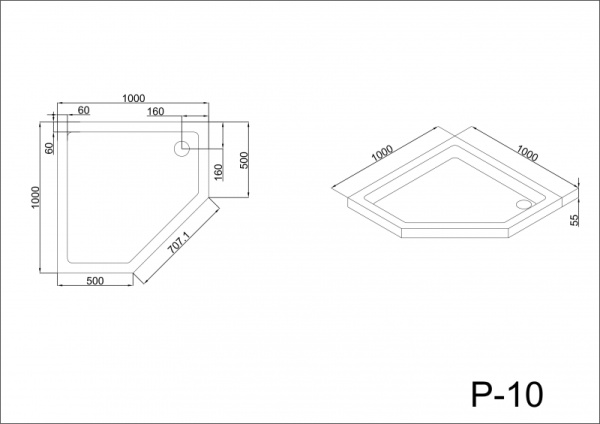 Душевой поддон Black & White Stellar Wind P-10