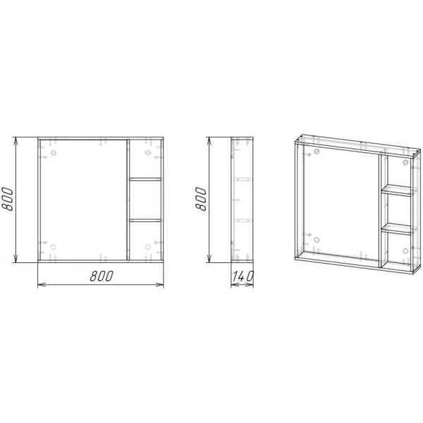 Зеркало (82х82) Grossman Фалькон 208003 бетон