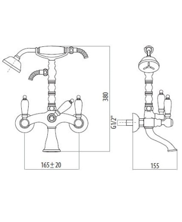 Смеситель для ванны Gattoni Vivaldi Lever 1300113VO.GRbr