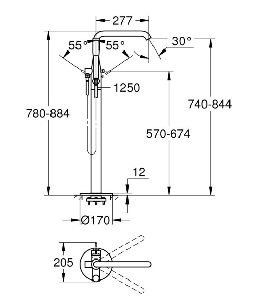 Смеситель напольный для ванны Grohe Essence New 23491 DC1 (23491DC1) суперсталь