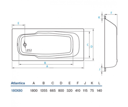 Ванна стальная Koller Pool Atlantica (180x80) B80JTI00E