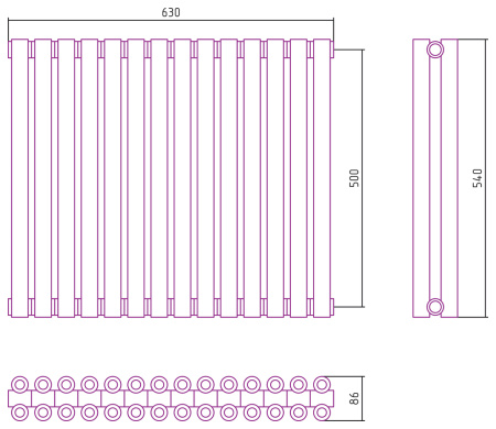 Полотенцесушитель Водяной Сунержа Эстет-00 (50х63) 14 секций Матовое Золото 032-0332-5014