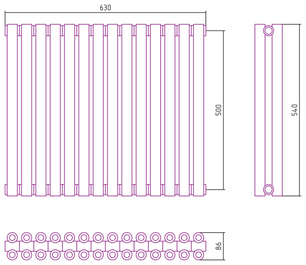 Полотенцесушитель Водяной Сунержа Эстет-00 (50х63) 14 секций Состаренная бронза 05-0332-5014