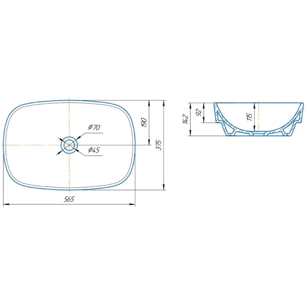 Раковина-чаша Санта Купер56 56,5x37,5 см, накладная, белый