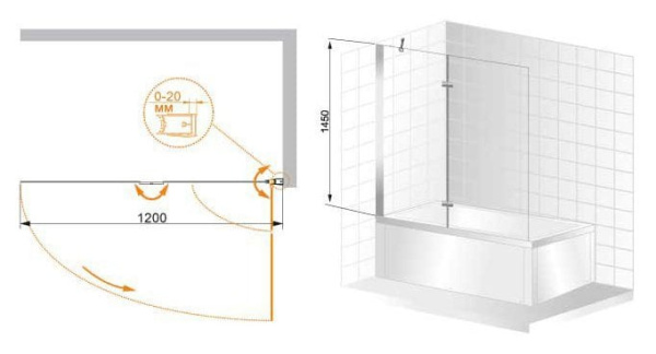 ШТОРКА НА ВАННУ CEZARES VERONA V21 120 C CR