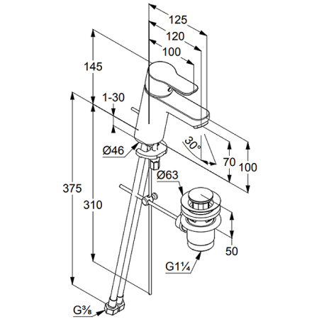 Смеситель для раковины Kludi Pure&Easy 372820565