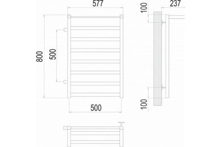 Полотенцесушитель водяной Terminus ХЕНДРИКС боковое подключение левое 500 (500х800) П8 4670078531582