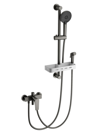 Смеситель для душа с гарнитуром WONZON & WOGHAND, темный графит WW-A31003-BGG