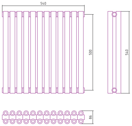 Полотенцесушитель Водяной Сунержа Эстет-00 (50х54) 12 секций Матовое Золото 032-0332-5012