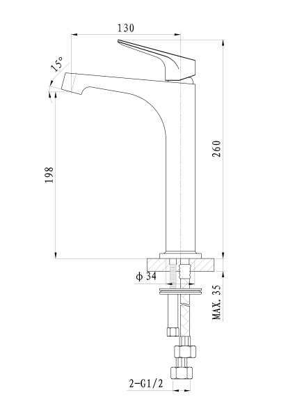 Смеситель для раковины высокий WONZON & WOGHAND BALANCE, хром WW-051124-CR/L