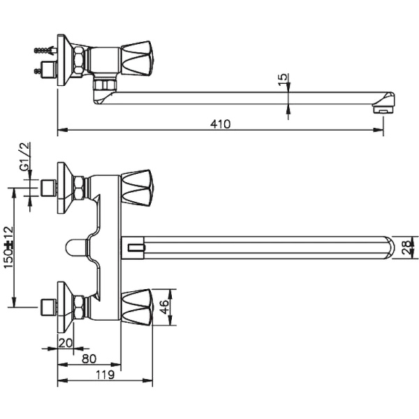 Смеситель для ванны ESKO MOSCOW MS 31