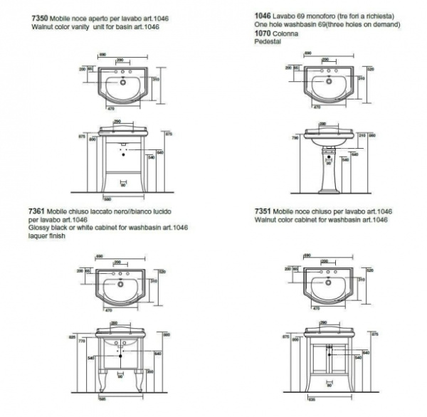 Раковина подвесная Kerasan Retro 104601*3