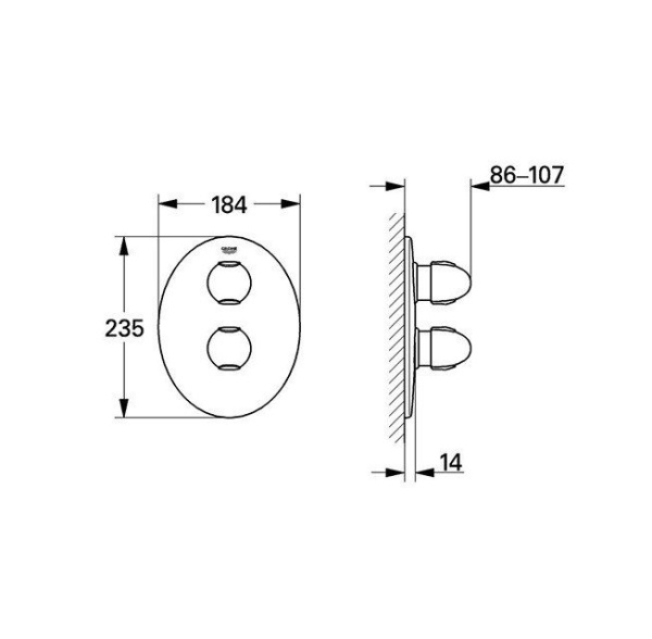 Термостатический смеситель для ванны Grohe Taron 19659 IP0 (19659IP0)