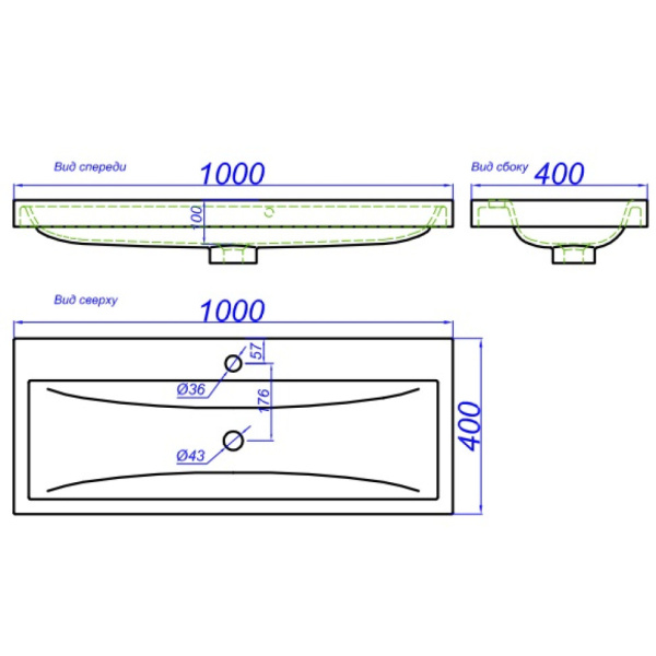 Раковины (100х40) Aqwella Infinity 1000 Inf.10.04.D