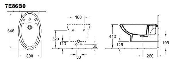 Биде подвесное Villeroy & Boch Amadea 7E86B0R1
