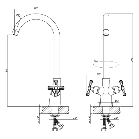 Смеситель для кухни DECOROOM DR52 DR52028