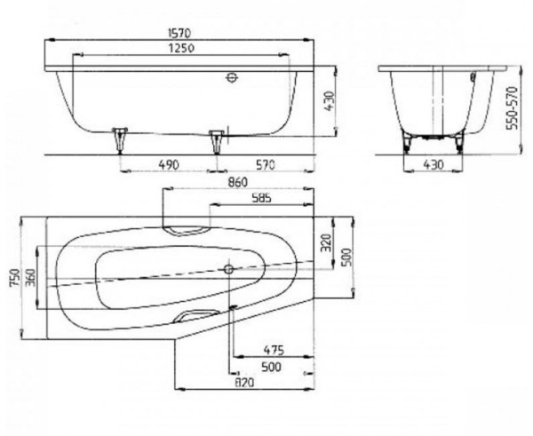 Стальная ванна (157х75) Kaldewei Mini Star R 831 Standard 224700010001