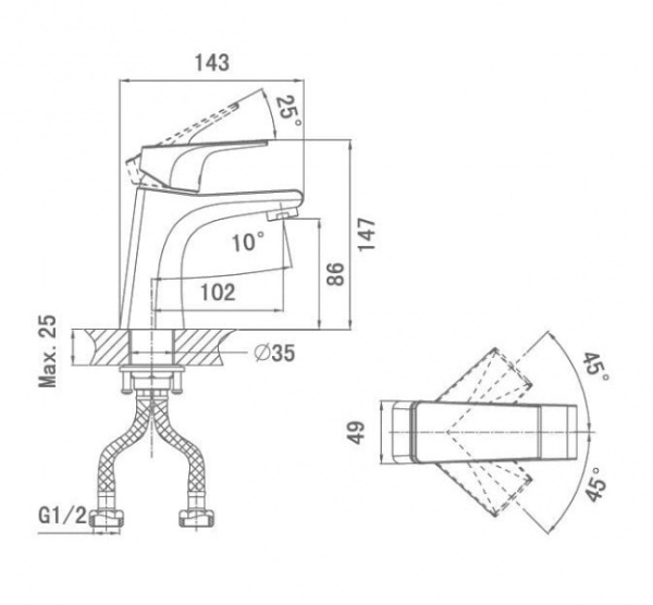 Смеситель для раковины D&K Rhein Hertz (DA1292101)