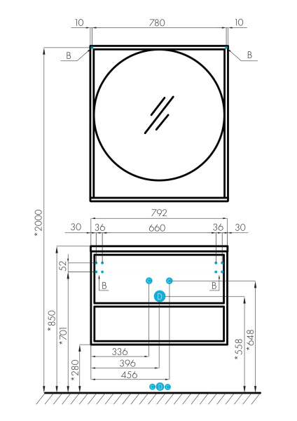 Зеркало Aquaton Лофт Фабрик 80 дуб 1A242602LTDU0 эндгрейн
