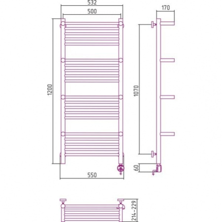 Полотенцесушитель электрический +4 полки Сунержа Богема 00-0509-1250