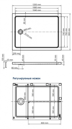 Душевой поддон (120х90) WasserKRAFT Amper 29T07