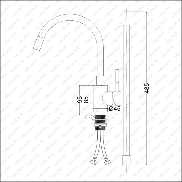 Смеситель для кухни Melana ELASTICO 610401W Смеситель для кухни Melana ELASTICO 610401W
