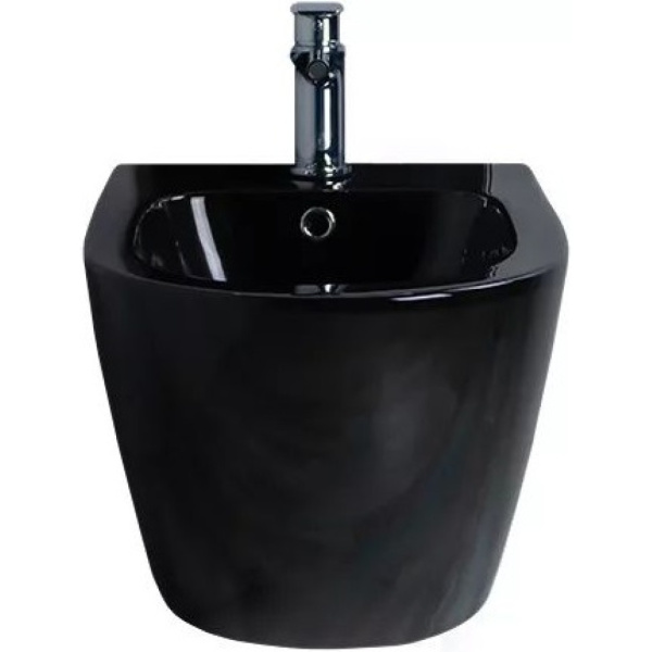 Биде подвесное Gid BDP-96BL черный глянцевый, без ободака, овальное